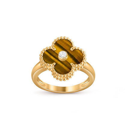 [KELA]LUCKY CLOVER DIAMOND-ACCENT GOLD RING COLLECTION