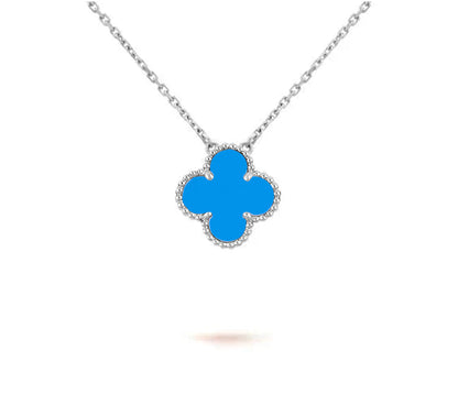 [KELA]15MM CLOVER FLOWER PENDANT NECKLACE WHITE GOLD COLLECTION