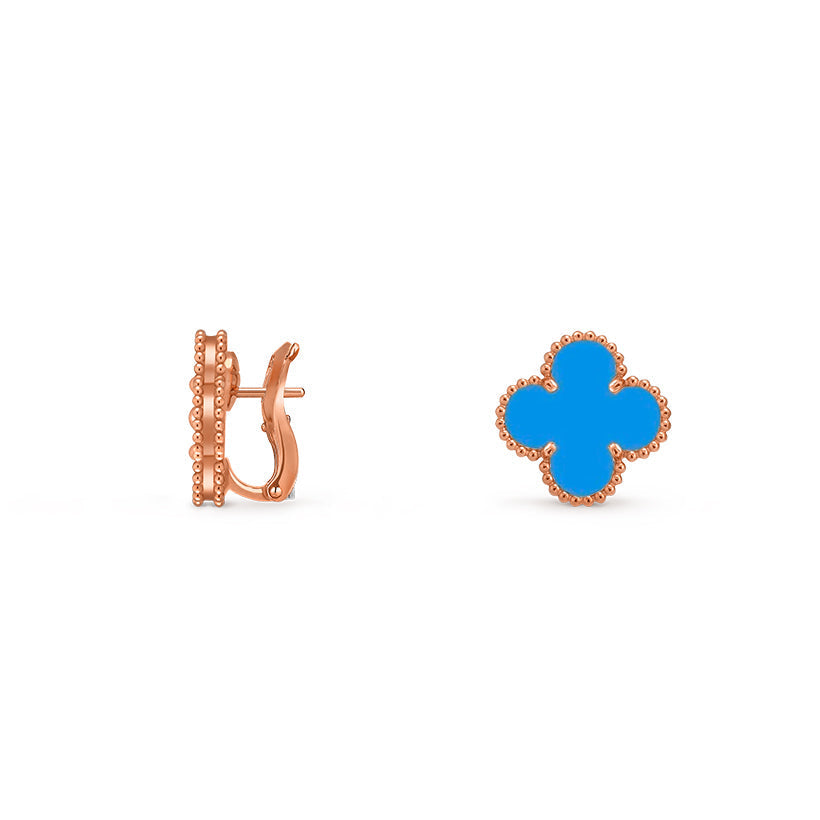 [KELA]15MM CLOVER FLOWER STUD EARRINGS ROSE GOLD COLLECTION