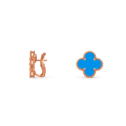 [KELA]15MM CLOVER FLOWER STUD EARRINGS ROSE GOLD COLLECTION