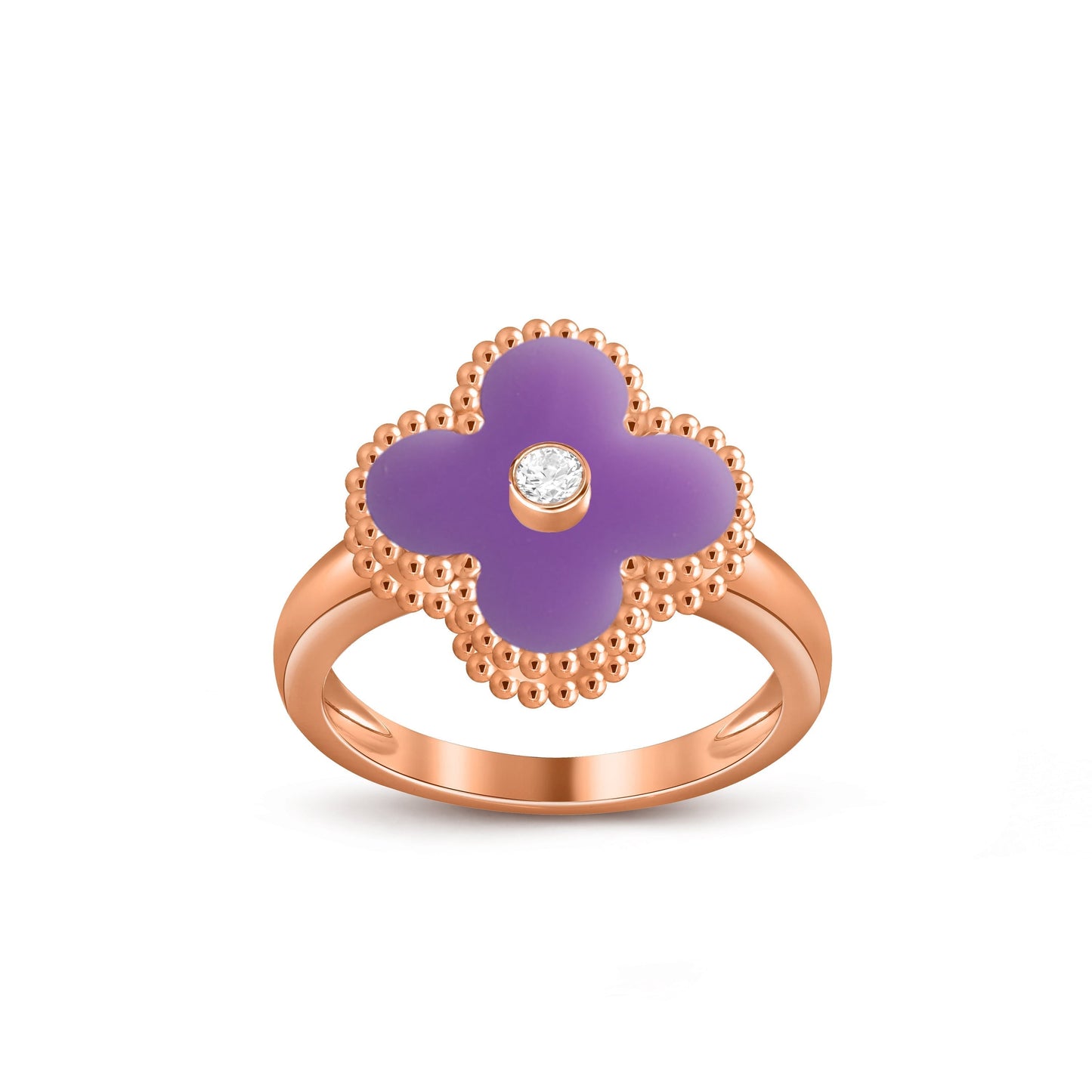 [KELA]LUCKY CLOVER DIAMOND-ACCENT ROSE GOLD RING COLLECTION
