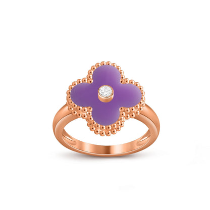 [KELA]LUCKY CLOVER DIAMOND-ACCENT ROSE GOLD RING COLLECTION