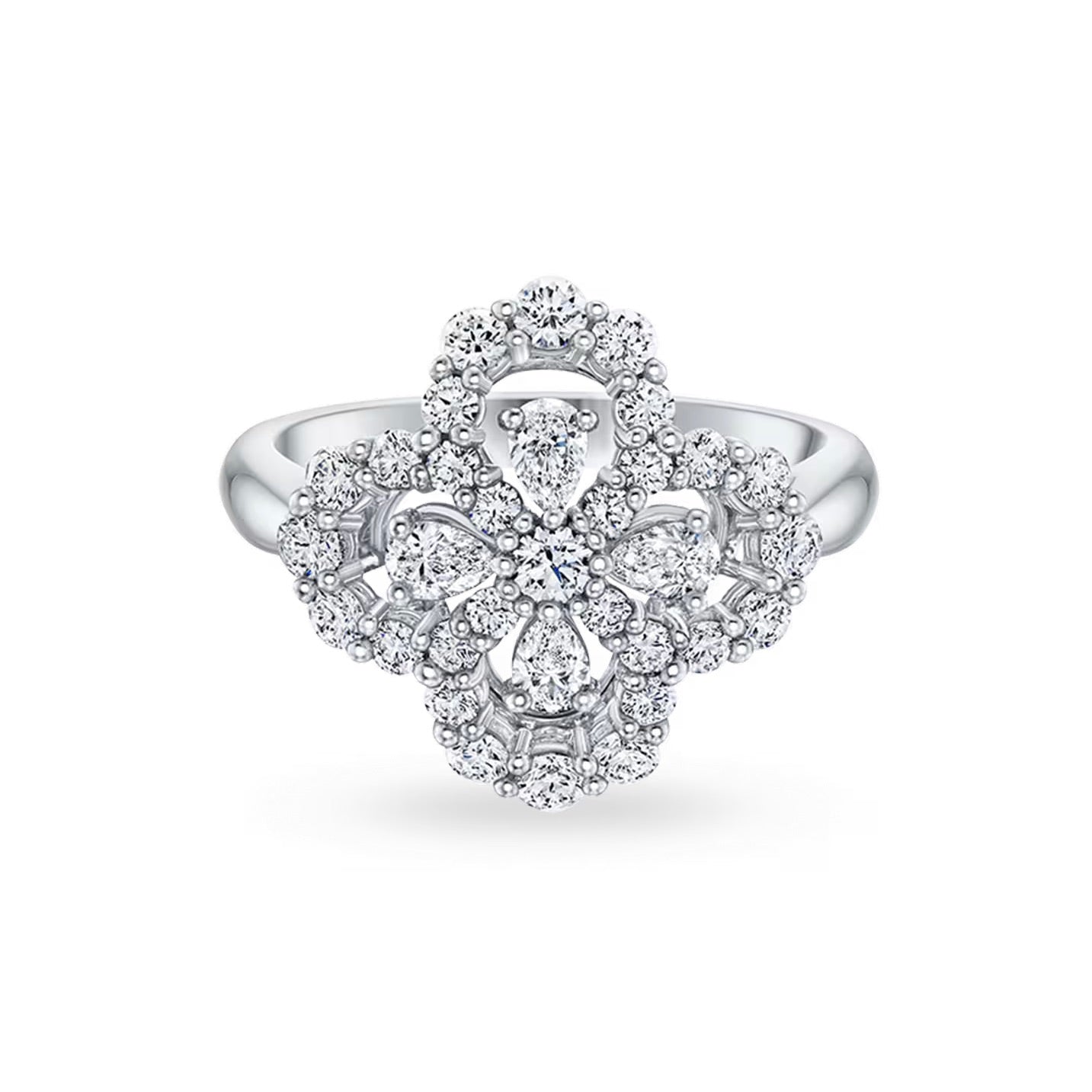 [KELA]LOOP RING FULL MOTIF DIAMOND 16MM SILVE