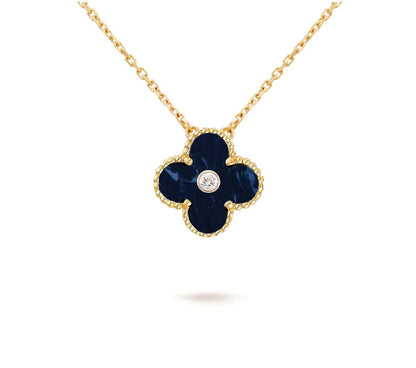 [KELA]15MM CLOVER FLOWER DIAMOND PENDANT NECKLACE COLLECTION
