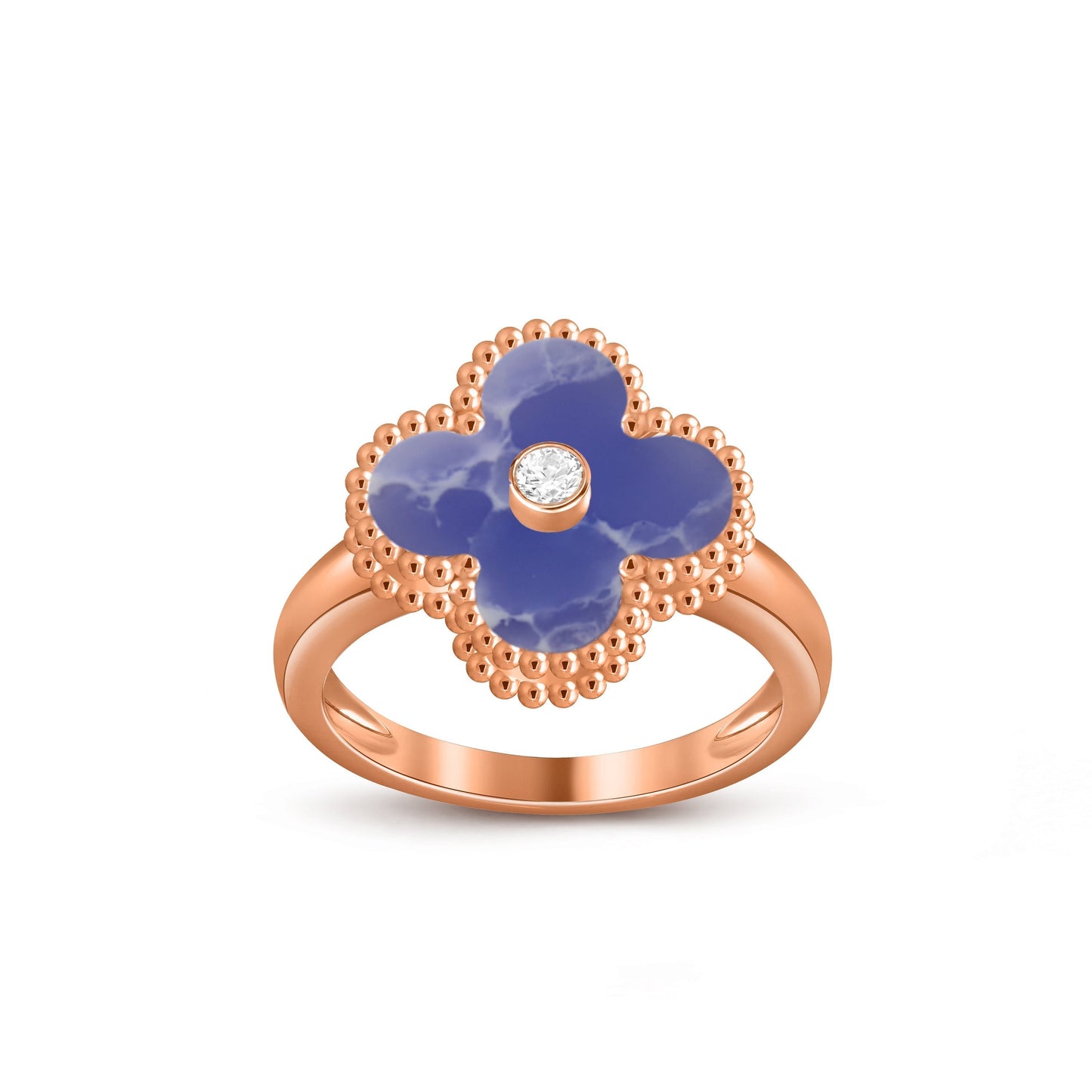 [KELA]LUCKY CLOVER DIAMOND-ACCENT ROSE GOLD RING COLLECTION