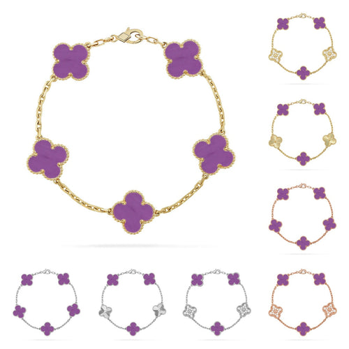 [KELA]LUCKY CLOVER 5-MOTIF BRACELET - VIOLET COLLECTION