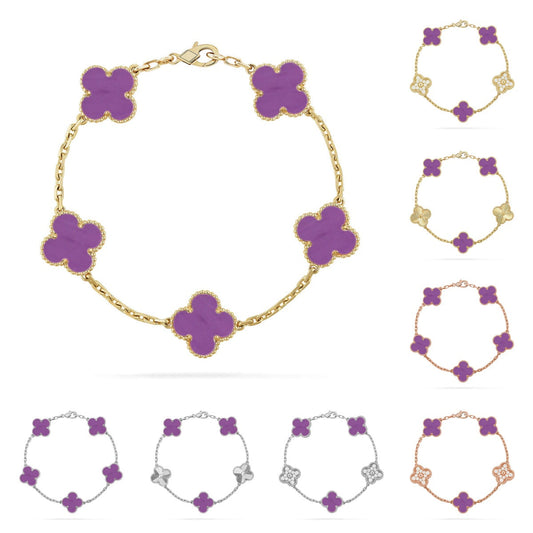[KELA]LUCKY CLOVER 5-MOTIF BRACELET - VIOLET COLLECTION