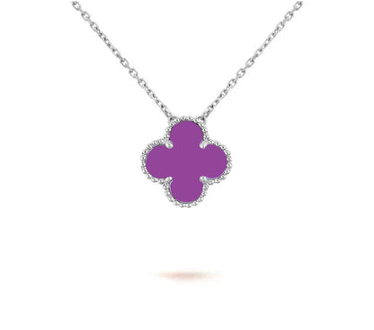 [KELA]15MM CLOVER FLOWER PENDANT NECKLACE WHITE GOLD COLLECTION