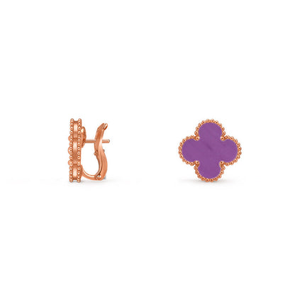 [KELA]15MM CLOVER FLOWER STUD EARRINGS ROSE GOLD COLLECTION