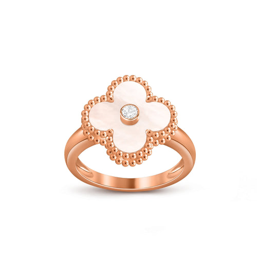 [KELA]LUCKY CLOVER DIAMOND-ACCENT ROSE GOLD RING COLLECTION
