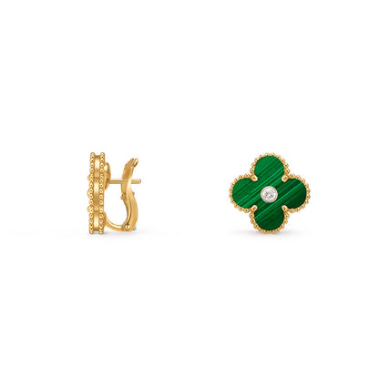 [KELA]15MM CLOVER FLOWER STUD EARRINGS DIAMOND-GOLD COLLECTION