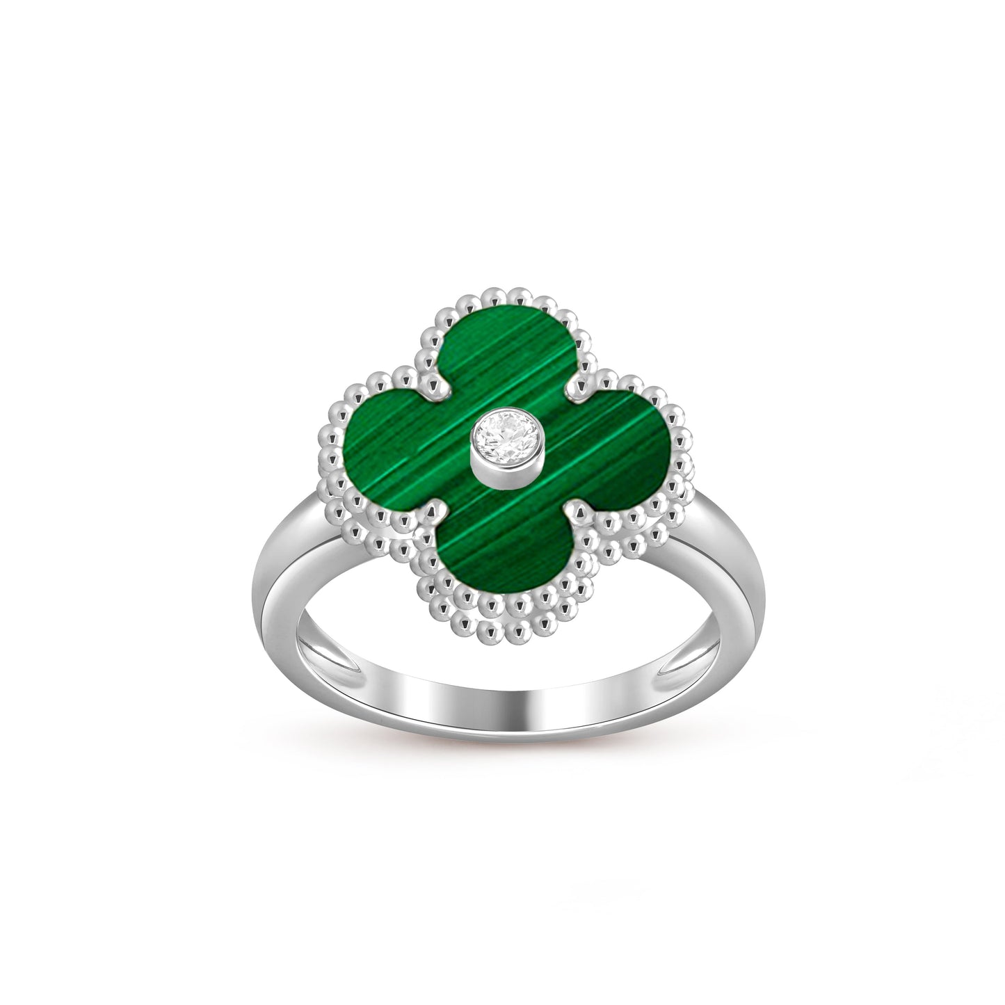 [KELA]LUCKY CLOVER DIAMOND-ACCENT WHITE GOLD RING COLLECTION