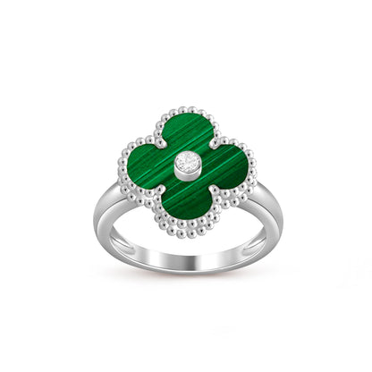 [KELA]LUCKY CLOVER DIAMOND-ACCENT WHITE GOLD RING COLLECTION