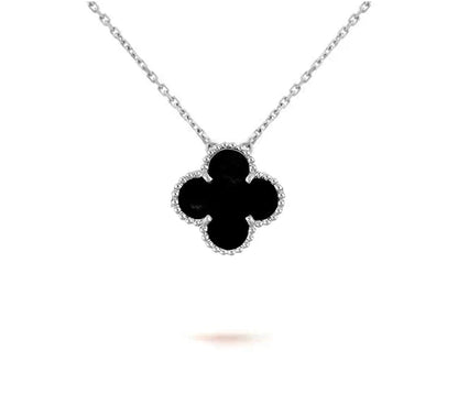 [KELA]15MM CLOVER FLOWER PENDANT NECKLACE WHITE GOLD COLLECTION