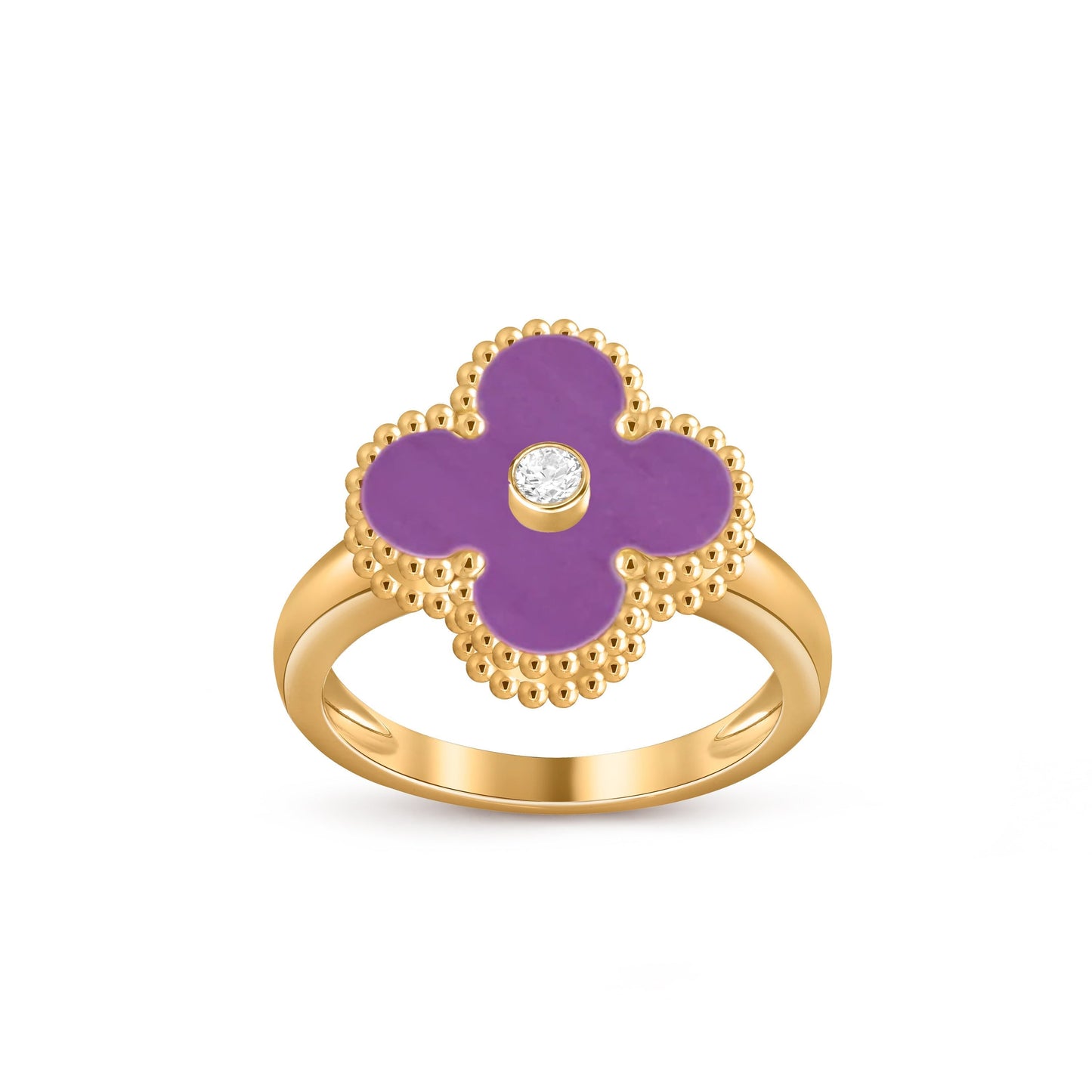 [KELA]LUCKY CLOVER DIAMOND-ACCENT GOLD RING COLLECTION