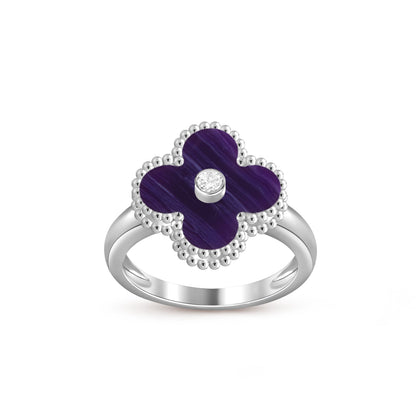 [KELA]LUCKY CLOVER DIAMOND-ACCENT WHITE GOLD RING COLLECTION