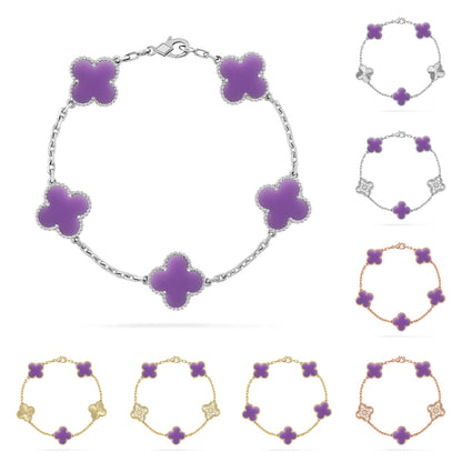 [KELA]LUCKY CLOVER 5-MOTIF BRACELET - LAVENDER COLLECTION
