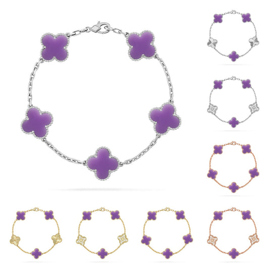 [KELA]LUCKY CLOVER 5-MOTIF BRACELET - LAVENDER COLLECTION