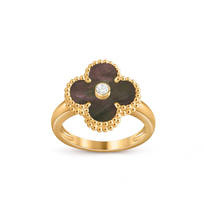 [KELA]LUCKY CLOVER DIAMOND-ACCENT GOLD RING COLLECTION