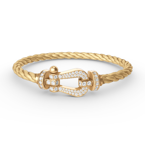 [KELA]FORCE LARGE HORSESHOE FULL DIAMOND BRACELET - GOLD