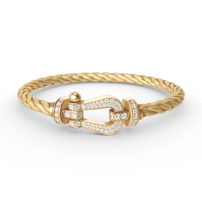 [KELA]FORCE LARGE HORSESHOE FULL DIAMOND BRACELET - GOLD