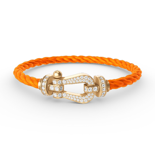 [KELA]FORCE LARGE HORSESHOE FULL DIAMOND BRACELET - GOLD
