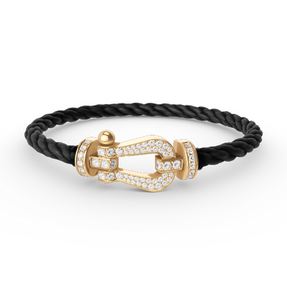 [KELA]FORCE LARGE HORSESHOE FULL DIAMOND BRACELET - GOLD