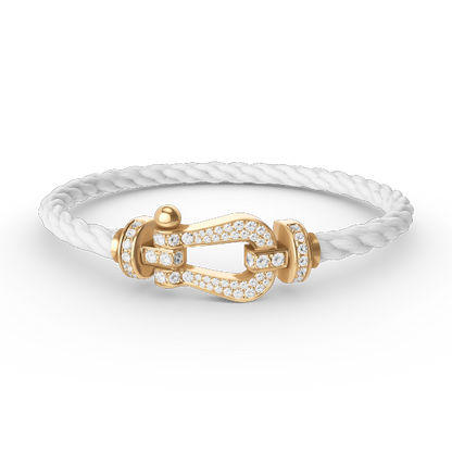 [KELA]FORCE LARGE HORSESHOE FULL DIAMOND BRACELET - GOLD
