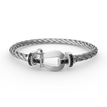 [KELA]FORCE LARGE HORSESHOE BLACK DIAMOND BRACELET - WHITE GOLD