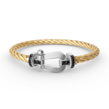 [KELA]FORCE LARGE HORSESHOE BLACK DIAMOND BRACELET - WHITE GOLD