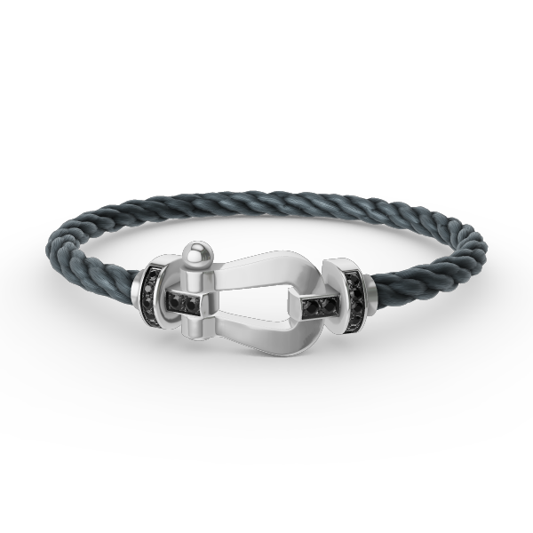 [KELA]FORCE LARGE HORSESHOE BLACK DIAMOND BRACELET - WHITE GOLD