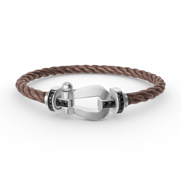 [KELA]FORCE LARGE HORSESHOE BLACK DIAMOND BRACELET - WHITE GOLD