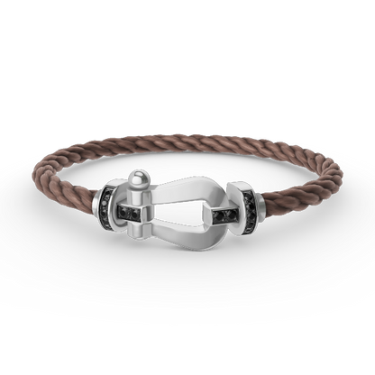 [KELA]FORCE LARGE HORSESHOE BLACK DIAMOND BRACELET - WHITE GOLD