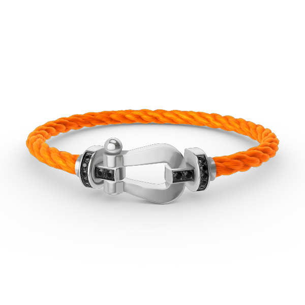 [KELA]FORCE LARGE HORSESHOE BLACK DIAMOND BRACELET - WHITE GOLD
