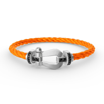 [KELA]FORCE LARGE HORSESHOE BLACK DIAMOND BRACELET - WHITE GOLD