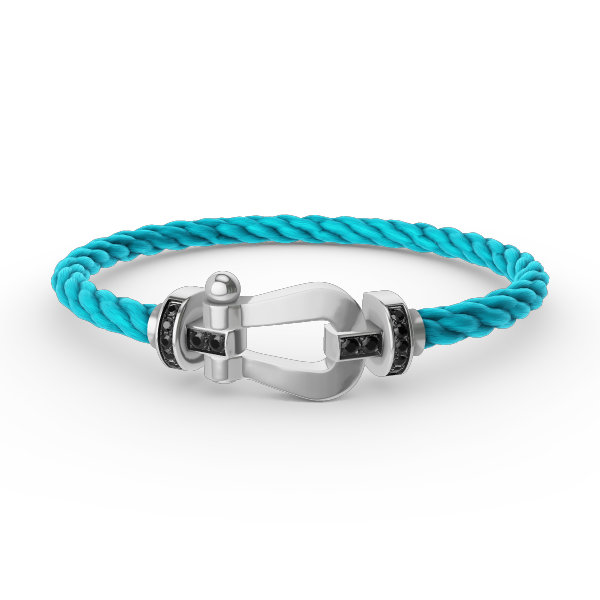 [KELA]FORCE LARGE HORSESHOE BLACK DIAMOND BRACELET - WHITE GOLD