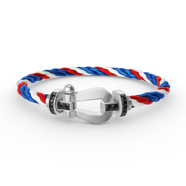[KELA]FORCE LARGE HORSESHOE BLACK DIAMOND BRACELET - WHITE GOLD