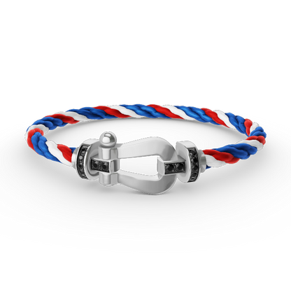 [KELA]FORCE LARGE HORSESHOE BLACK DIAMOND BRACELET - WHITE GOLD
