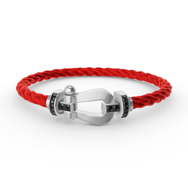 [KELA]FORCE LARGE HORSESHOE BLACK DIAMOND BRACELET - WHITE GOLD