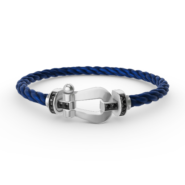 [KELA]FORCE LARGE HORSESHOE BLACK DIAMOND BRACELET - WHITE GOLD