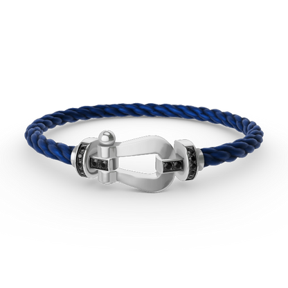 [KELA]FORCE LARGE HORSESHOE BLACK DIAMOND BRACELET - WHITE GOLD