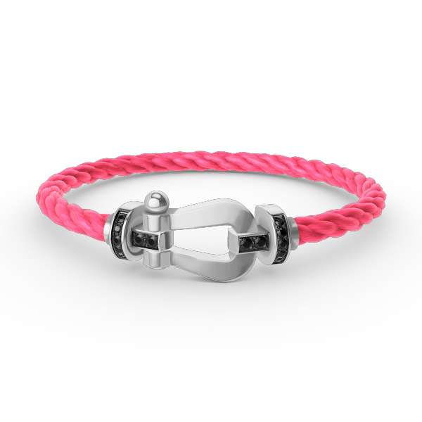 [KELA]FORCE LARGE HORSESHOE BLACK DIAMOND BRACELET - WHITE GOLD