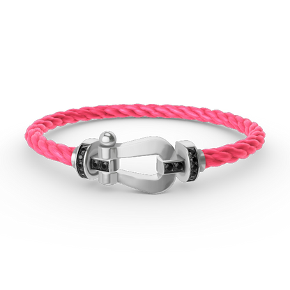 [KELA]FORCE LARGE HORSESHOE BLACK DIAMOND BRACELET - WHITE GOLD