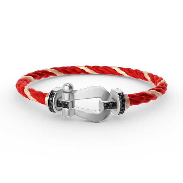 [KELA]FORCE LARGE HORSESHOE BLACK DIAMOND BRACELET - WHITE GOLD