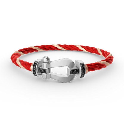 [KELA]FORCE LARGE HORSESHOE BLACK DIAMOND BRACELET - WHITE GOLD