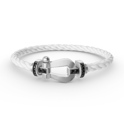 [KELA]FORCE LARGE HORSESHOE BLACK DIAMOND BRACELET - WHITE GOLD