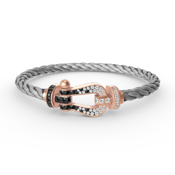 [KELA]FORCE LARGE HORSESHOE BLACK & WHITE DIAMOND BRACELET - ROSE GOLD