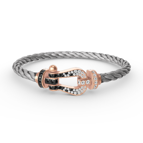 [KELA]FORCE LARGE HORSESHOE BLACK & WHITE DIAMOND BRACELET - ROSE GOLD