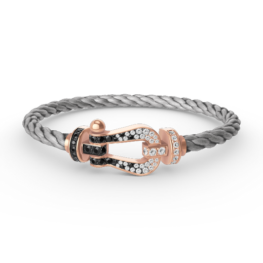 [KELA]FORCE LARGE HORSESHOE BLACK & WHITE DIAMOND BRACELET - ROSE GOLD