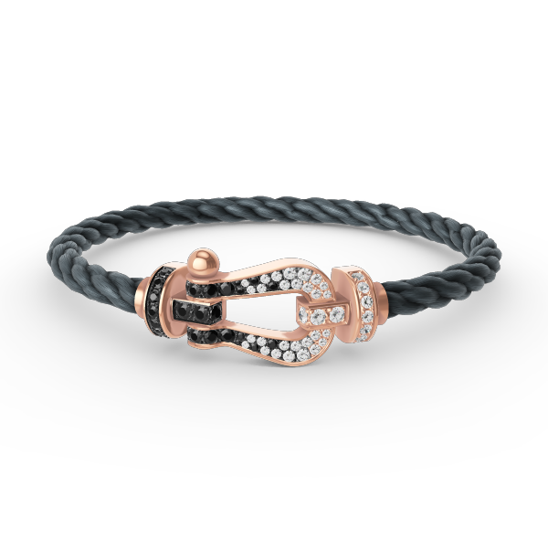 [KELA]FORCE LARGE HORSESHOE BLACK & WHITE DIAMOND BRACELET - ROSE GOLD